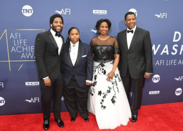 Malcolm Washington with his sister and parents, Denzel Washington, and Pauletta Pearson at AFI Gala.